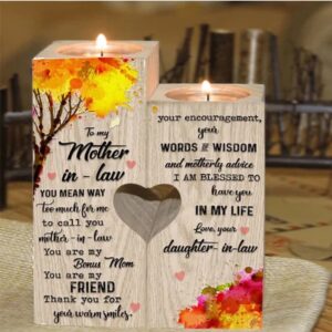 To My Mother, In, Law Wooden Candlestick,…