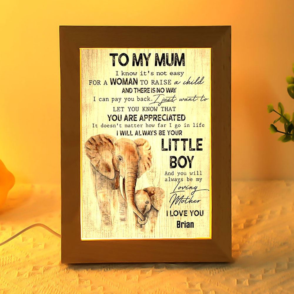 To My Mum I Will Always Be Your Little Boy Elephant Frame Lamp, Picture Frame Light, Frame Lamp, Mother’s Day Gifts