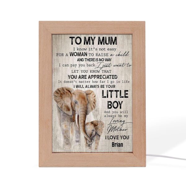 To My Mum I Will Always Be Your Little Boy Elephant Frame Lamp, Picture Frame Light, Frame Lamp, Mother’s Day Gifts