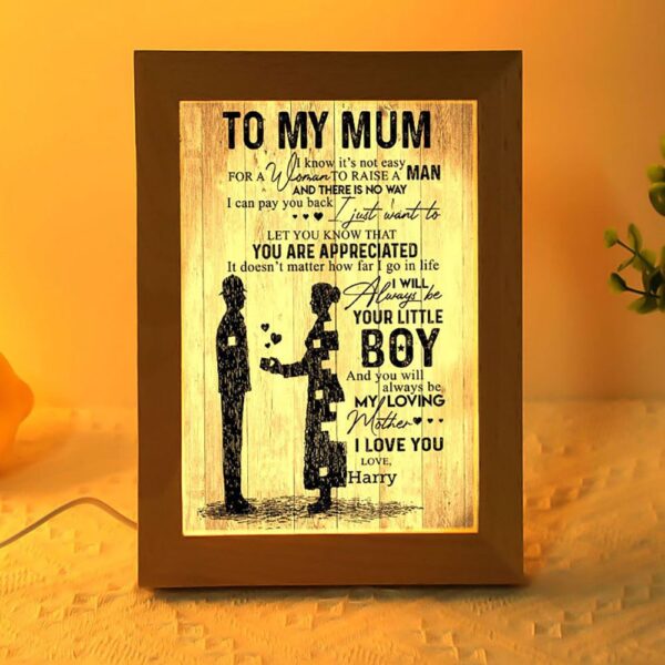 To My Mum It’S Hard To Raise A Man Police Frame Lamp, Picture Frame Light, Frame Lamp, Mother’s Day Gifts