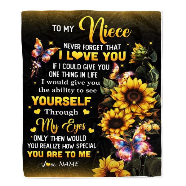 To My Niece Blanket From Aunt Uncle Sunflower Never Forget That I Love You Niece, Mother Day Blanket, Personalized Blanket For Mom