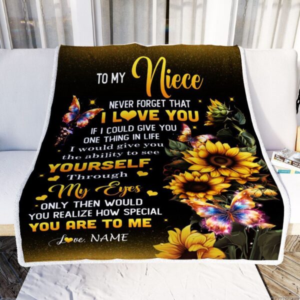 To My Niece Blanket From Aunt Uncle Sunflower Never Forget That I Love You Niece, Mother Day Blanket, Personalized Blanket For Mom