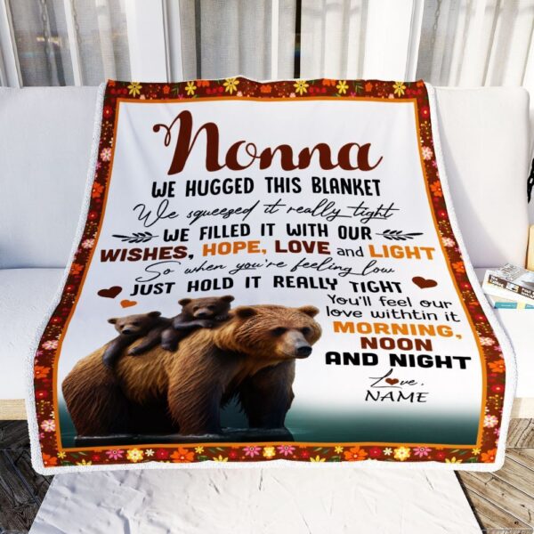 To My Nonna Blanket From Granddaughter Grandson Bear I Love You, Mother Day Blanket, Personalized Blanket For Mom