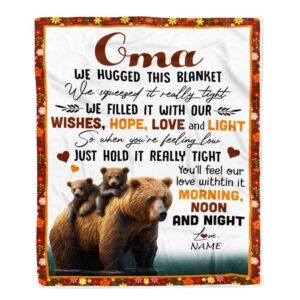 To My Oma Blanket From Granddaughter Grandson Bear I Love You Mother Day Blanket Personalized Blanket For Mom 1 zqj6t4.jpg