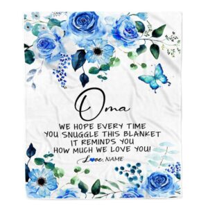 To My Oma Blanket From Grandkids Floral How Much We Love You Mother Day Blanket Personalized Blanket For Mom 1 iemvbk.jpg