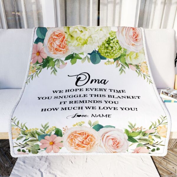 To My Oma Blanket From Grandkids How Much We Love You Flower, Mother Day Blanket, Personalized Blanket For Mom