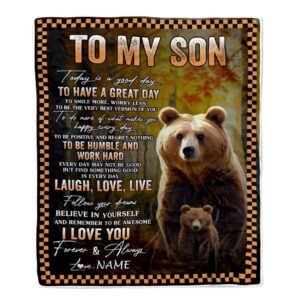 To My Son Bear Blanket From Mom…