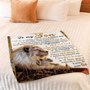 To My Son Blanket From Father Mother Be Positive Regret Nothing Lion Sunset Blanket Blankets For Mothers Day 2 jrydvf.jpg