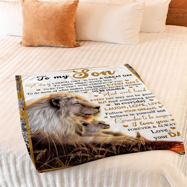 To My Son Blanket From Father Mother Be Positive Regret Nothing Lion Sunset Blanket, Blankets For Mothers Day