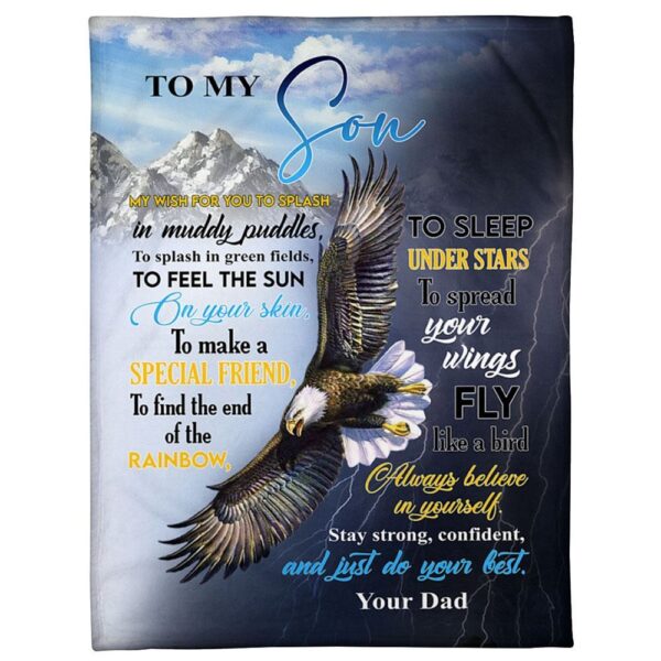 To My Son Blanket From Father Mother Eagle Flying Find The End Of Rainbow Blanket, Blankets For Mothers Day