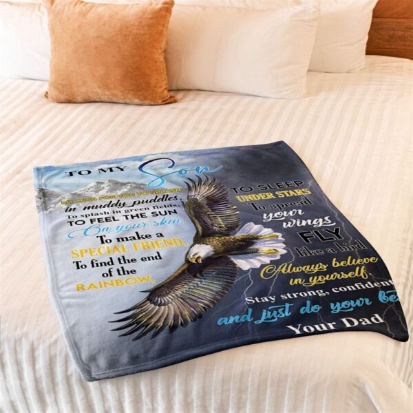 To My Son Blanket From Father Mother Eagle Flying Find The End Of Rainbow Blanket, Blankets For Mothers Day