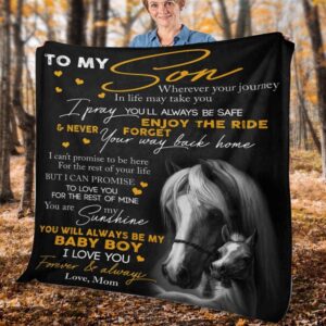 To My Son Blanket From Father Mother Horse Never Forget Way Back Home Blanket Blankets For Mothers Day 2 dimesd.jpg