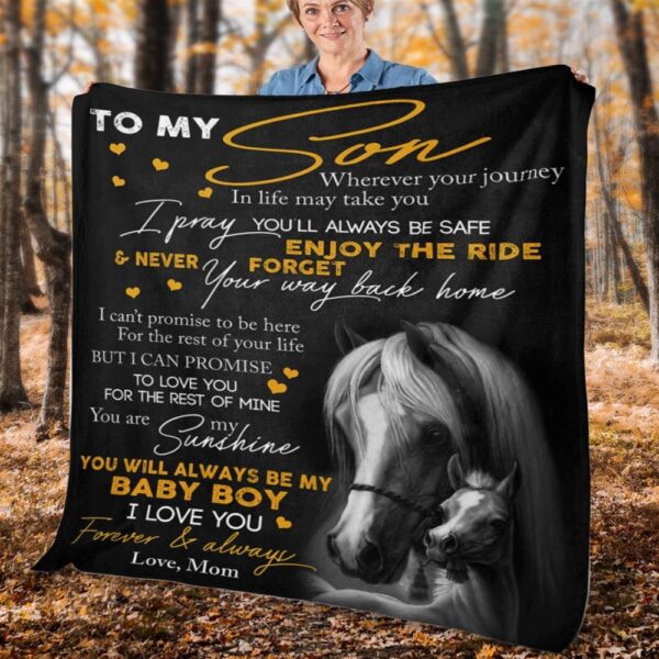 To My Son Blanket From Father Mother Horse Never Forget Way Back Home Blanket, Blankets For Mothers Day