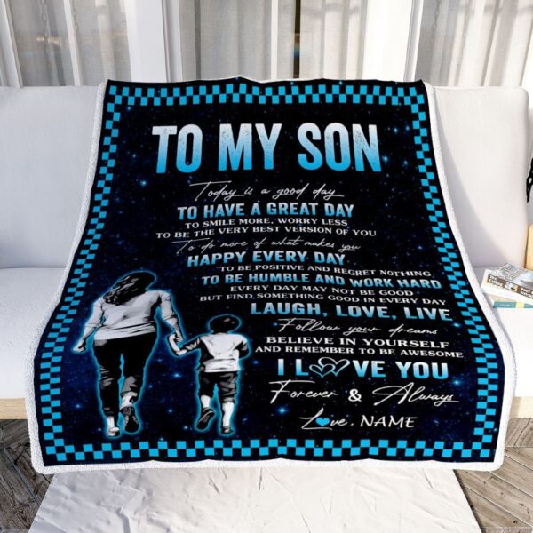 To My Son Blanket From Mom Dad Mother Every Day Laugh Love Live, Mother Day Blanket, Personalized Blanket For Mom