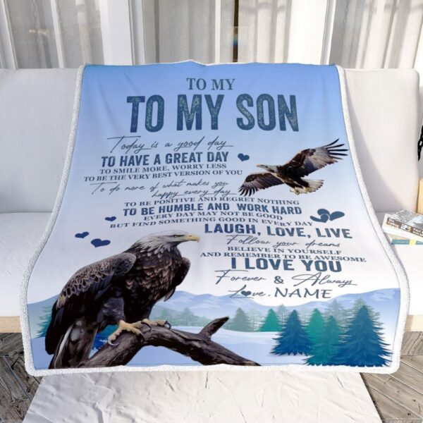 To My Son Eagle Blanket From Mom Dad Mother Father Every Day Laugh Love Live, Mother Day Blanket, Personalized Blanket For Mom