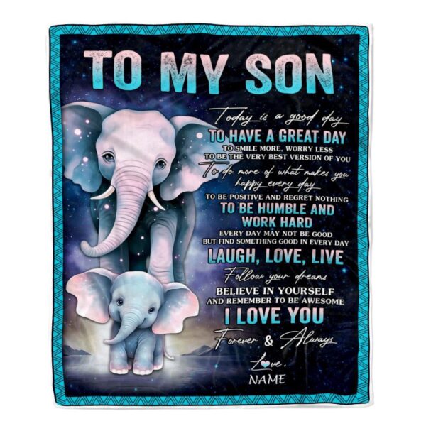 To My Son Elephant Blanket From Mom Dad Mother Every Day Laugh Love Live, Mother Day Blanket, Personalized Blanket For Mom