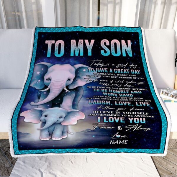 To My Son Elephant Blanket From Mom Dad Mother Every Day Laugh Love Live, Mother Day Blanket, Personalized Blanket For Mom