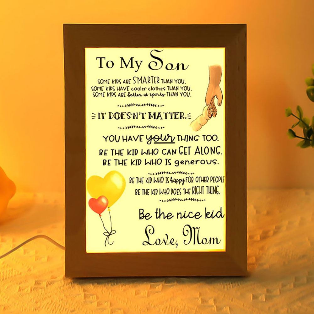 To My Son From Love Mom Vertical Frame Lamp, Picture Frame Light, Frame Lamp, Mother’s Day Gifts