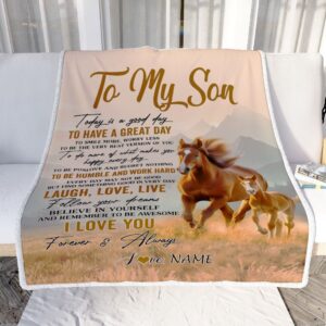 To My Son Horse Blanket From Mom Dad Mother Father Every Day Laugh Love Live Mother Day Blanket Personalized Blanket For Mom 2 gspo27.jpg