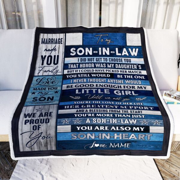 To My Son In Law Blanket From Mother In Law You’re The Love Of Her Life, Mother Day Blanket, Personalized Blanket For Mom