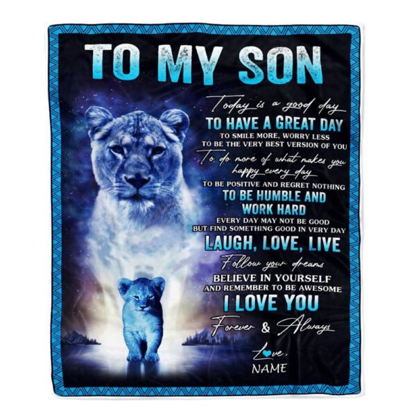 To My Son Lion Blanket From Mom Mother Every Day Laugh Love Live, Mother Day Blanket, Personalized Blanket For Mom