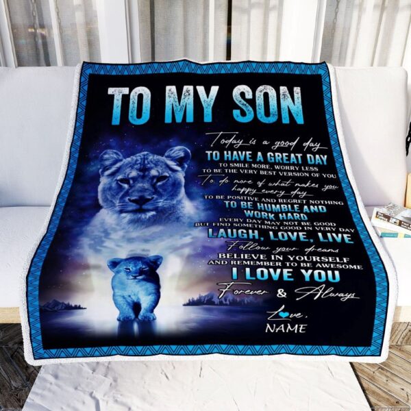 To My Son Lion Blanket From Mom Mother Every Day Laugh Love Live, Mother Day Blanket, Personalized Blanket For Mom