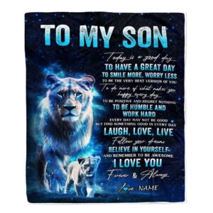 To My Son Lion Blanket From Mom Mother Today Is A Good Day Mother Day Blanket Personalized Blanket For Mom 1 nm0b50.jpg