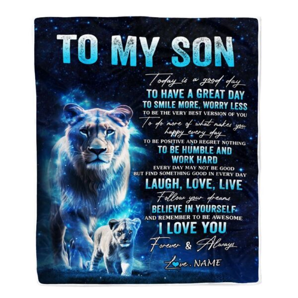 To My Son Lion Blanket From Mom Mother Today Is A Good Day, Mother Day Blanket, Personalized Blanket For Mom