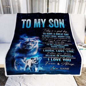 To My Son Lion Blanket From Mom Mother Today Is A Good Day Mother Day Blanket Personalized Blanket For Mom 2 tdyymo.jpg