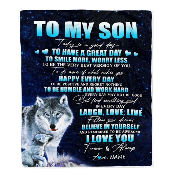 To My Son Wolf Blanket From Mom Dad Mother Today Is A Good Day, Mother Day Blanket, Personalized Blanket For Mom