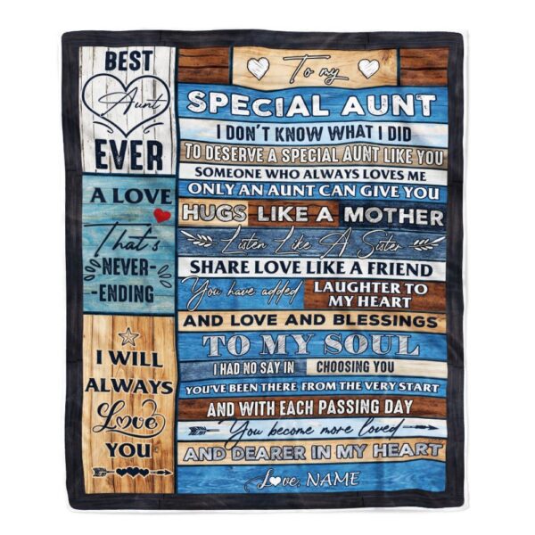 To My Special Aunt Blanket From Niece Nephew Wood Letter, Mother Day Blanket, Personalized Blanket For Mom