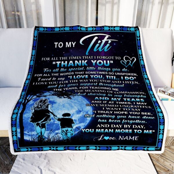 To My Titi Blanket From Nephew Thank You Day By Day, Mother Day Blanket, Personalized Blanket For Mom