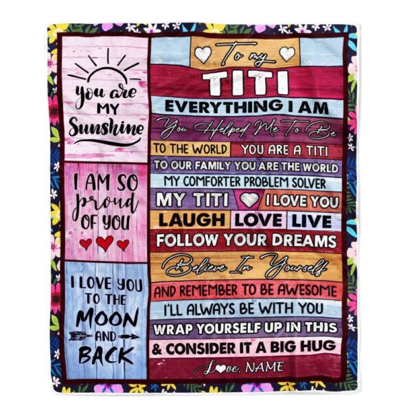 To My Titi Blanket From Niece Nephew Wood Everything I Am You Helped Me To Be, Mother Day Blanket, Personalized Blanket For Mom