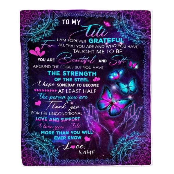 To My Titi Blanket From Niece Nephew You Are Beautiful Butterfly, Mother Day Blanket, Personalized Blanket For Mom