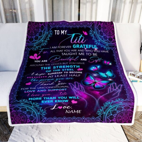 To My Titi Blanket From Niece Nephew You Are Beautiful Butterfly, Mother Day Blanket, Personalized Blanket For Mom