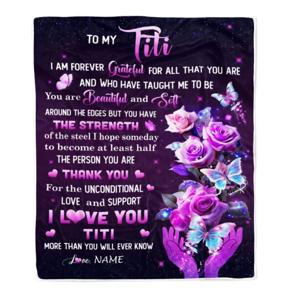 To My Titi Blanket From Niece Thank You For Love Butterfly, Mother Day Blanket, Personalized Blanket For Mom