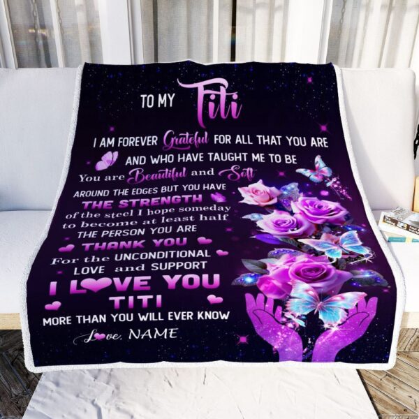 To My Titi Blanket From Niece Thank You For Love Butterfly, Mother Day Blanket, Personalized Blanket For Mom