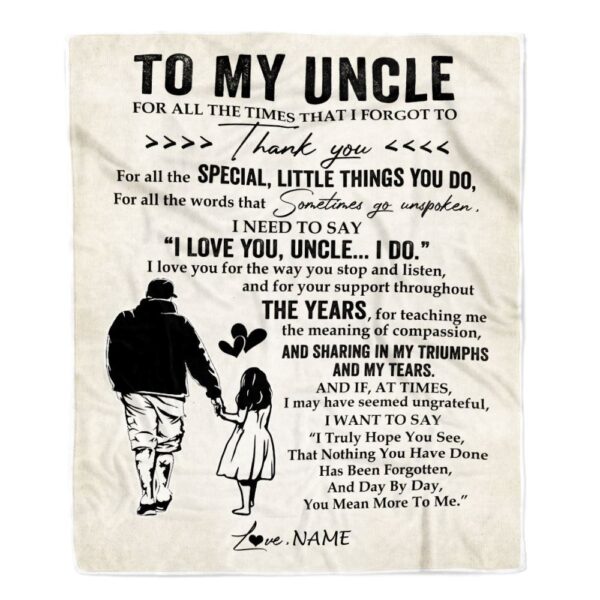 To My Uncle Blanket From Niece For All The Times That I Forgot To Thank You, Mother Day Blanket, Personalized Blanket For Mom