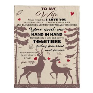 To My Wife Hand In Hand Forever Love Husband Gift Ideas Deer Blanket Blankets For Mothers Day 1 mqymbg.jpg