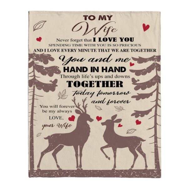 To My Wife Hand In Hand Forever Love Husband Gift Ideas Deer Blanket, Blankets For Mothers Day