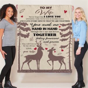 To My Wife Hand In Hand Forever Love Husband Gift Ideas Deer Blanket Blankets For Mothers Day 2 jazcqb.jpg