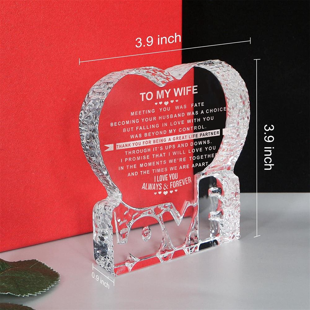 To My Wife, I Iove You Always & Forever Heart Crystal, Mother Day Heart, Mother’s Day Gifts