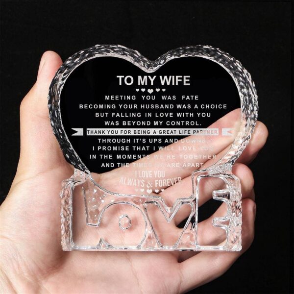To My Wife, I Iove You Always & Forever Heart Crystal, Mother Day Heart, Mother’s Day Gifts