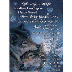 To My Wife I Love You Forever Always Wolf Christmas Gift Ideas From Husband Blanket Blankets For Mothers Day 1 qwvyof.jpg