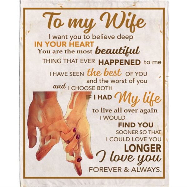 To My Wife I Love You Forever And Always Hands Blankets White Plush Fleece Blanket, Blankets For Mothers Day