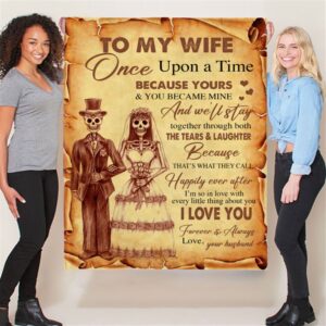 To My Wife I Love You Skeleton Married Gift Ideas From Husband Halloween Blanket Blankets For Mothers Day 2 h1thqw.jpg