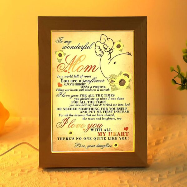 To My Wonderful Mom I Love You With All My Heart Elephant Frame Lamp, Picture Frame Light, Frame Lamp, Mother’s Day Gifts