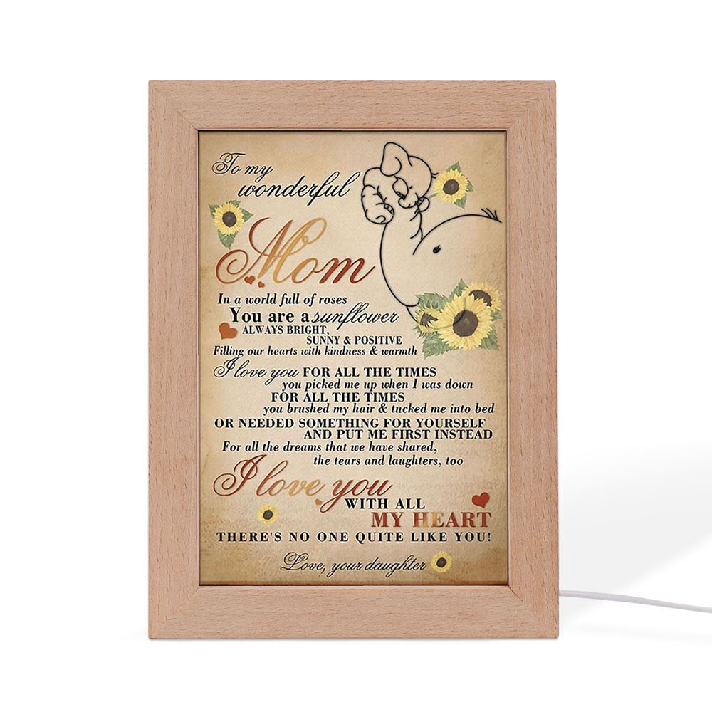 To My Wonderful Mom I Love You With All My Heart Elephant Frame Lamp, Picture Frame Light, Frame Lamp, Mother’s Day Gifts