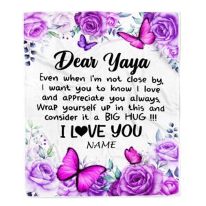 To My Yaya Blanket From Kids Butterfly Love And Appreciate Mother Day Blanket Personalized Blanket For Mom 1 wvyrpo.jpg