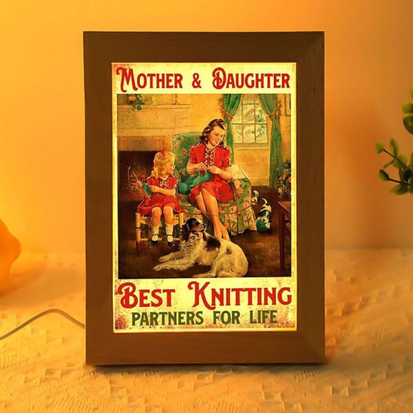 Vintage Mother And Daughter Best Knitting Partners Frame Lamp, Picture Frame Light, Frame Lamp, Mother’s Day Gifts